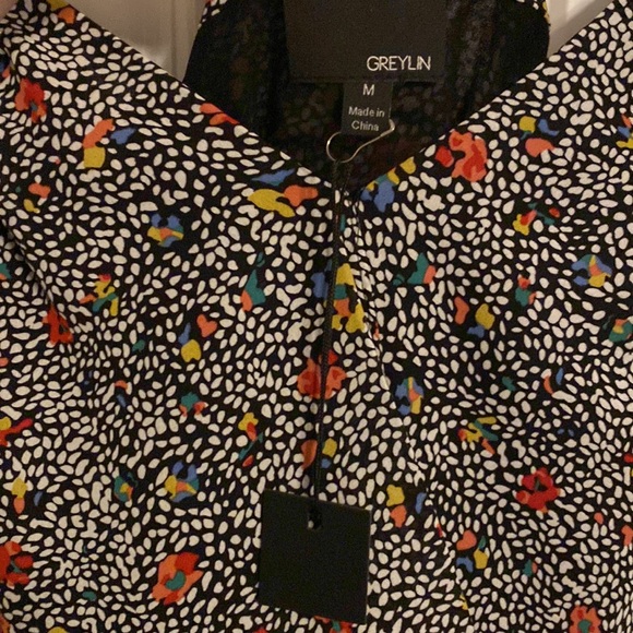 Greylin Silk Spaghetti Strap long pant length Romper Jumpsuit Size Medium - Picture 10 of 11